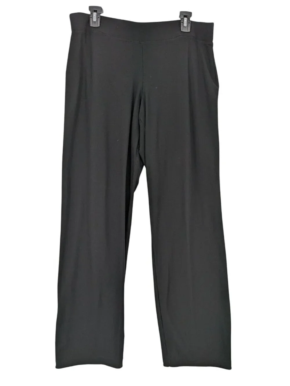Eileen Fisher Pull On Straight Leg Pants Stretch Crepe Minimalist Office Large